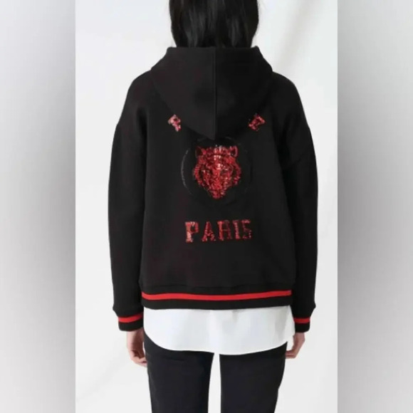 Maje Sequin Embellished Paradise Paris Button Down Jacket Size Small - Picture 2 of 9